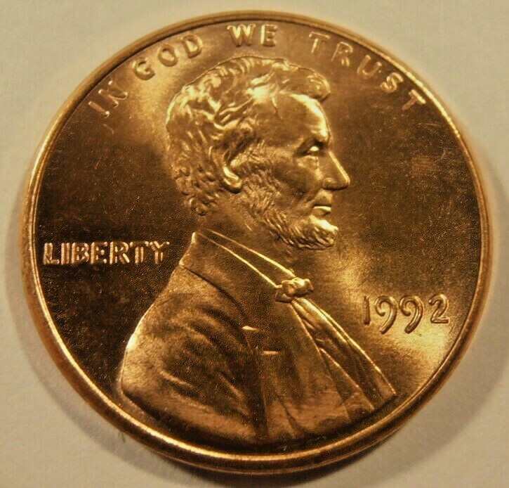 1992 P Lincoln Cent, BU from a nice roll