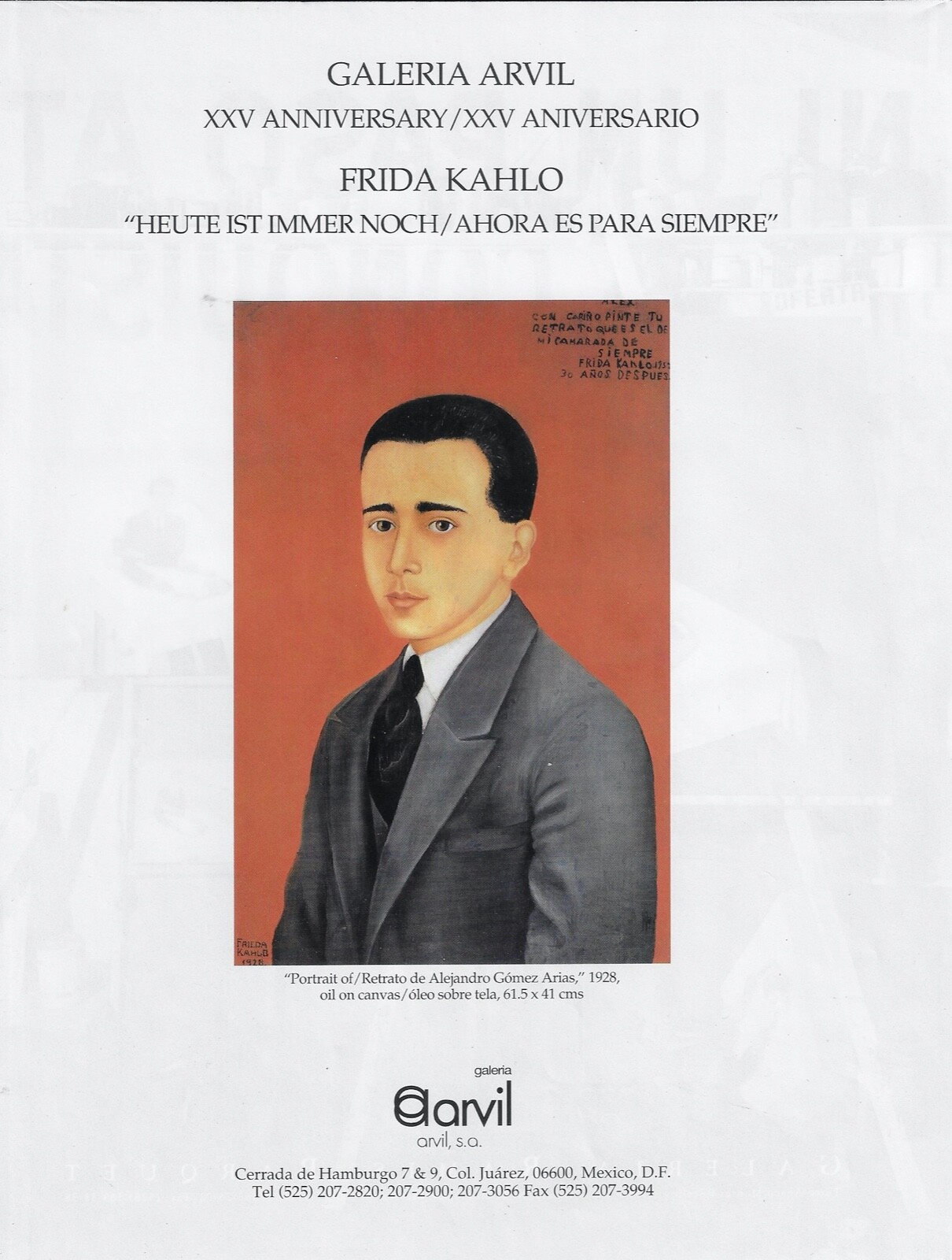 FRIDA KAHLO c1928 Portrait Retrato de Alejandro Gomez Arias Art Gallery 1994 Ad