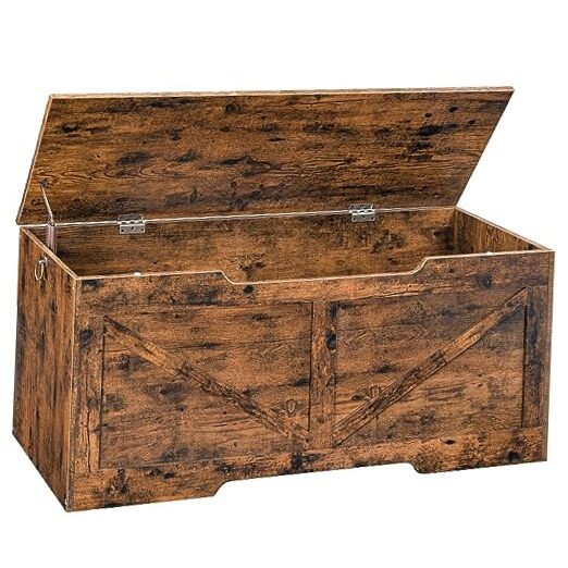 Storage Bench, 43.3” Retro Wooden 43.3”L x 15.7”W x 19.5”H Rustic Brown