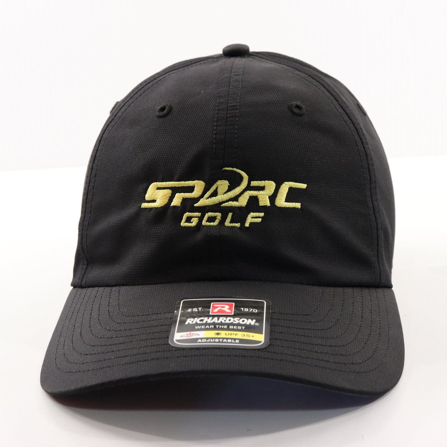 SPARC GOLF Embroidered Hat Cap Strapback Adjustable UPF 35+ Richardson Black