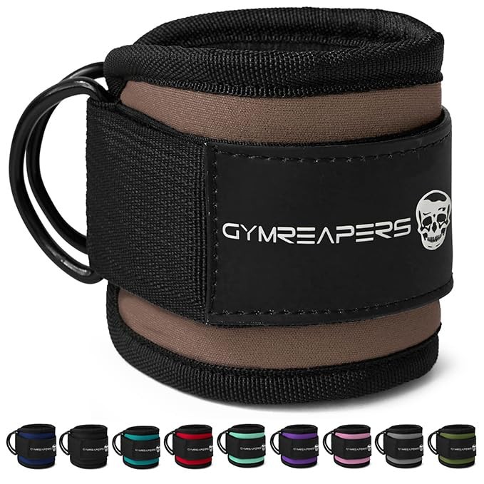 Gymreapers Ankle Straps (Pair) For Cable Machine Kickbacks, Pair, Toffee