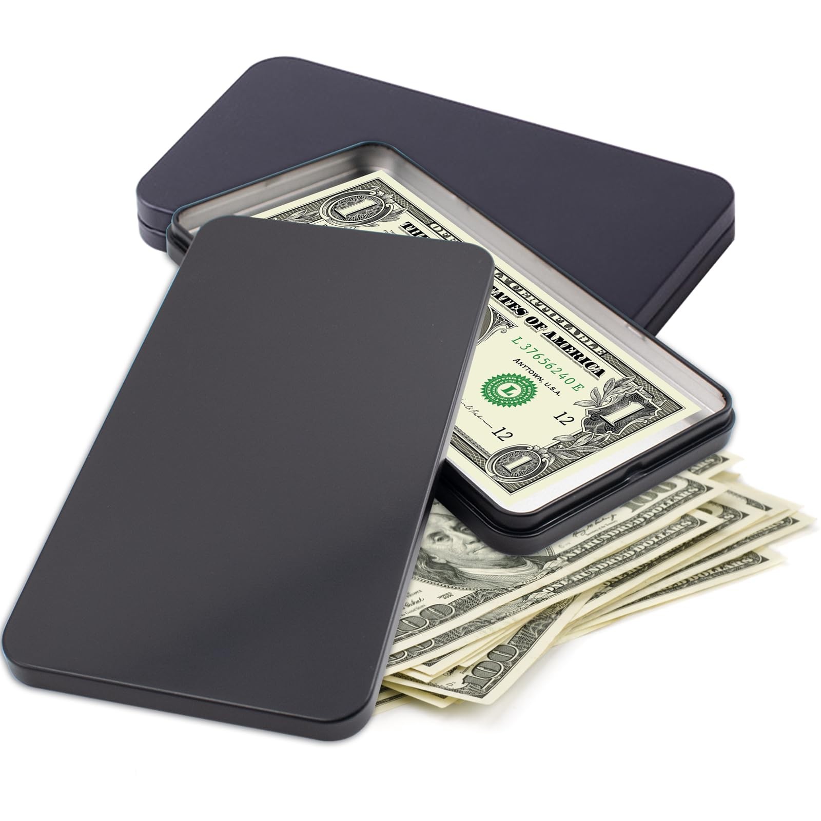 2 PCS Black Metal Cash Box - Single Row 6.7 X 3.54 X 0.6 Inches, 2PCS