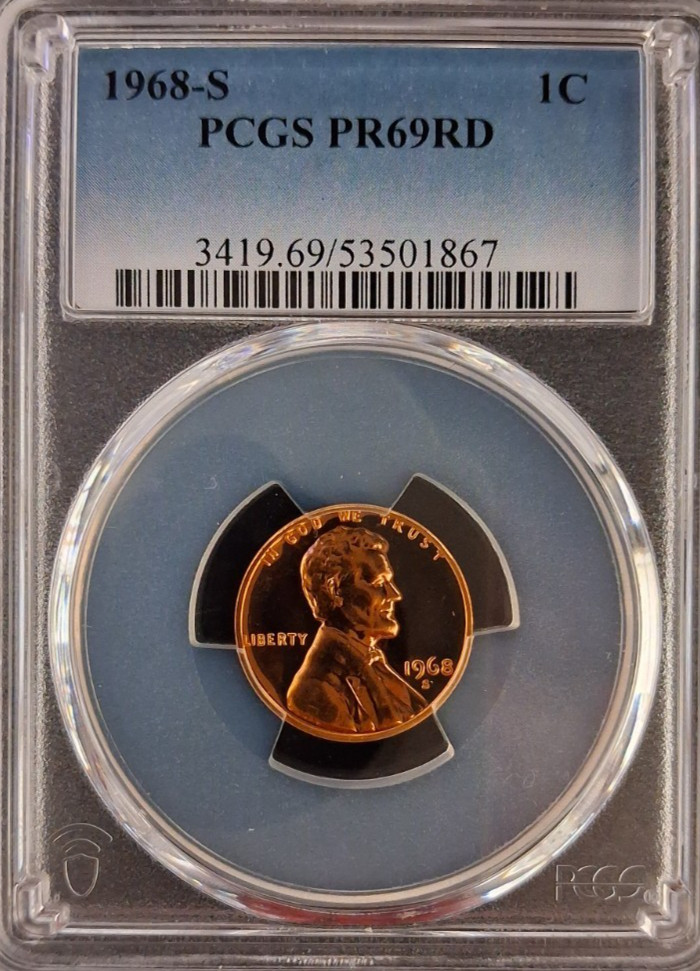 1968S PCGS PR 69 RD CENT (AWESOME DEEP RED) COIN#330