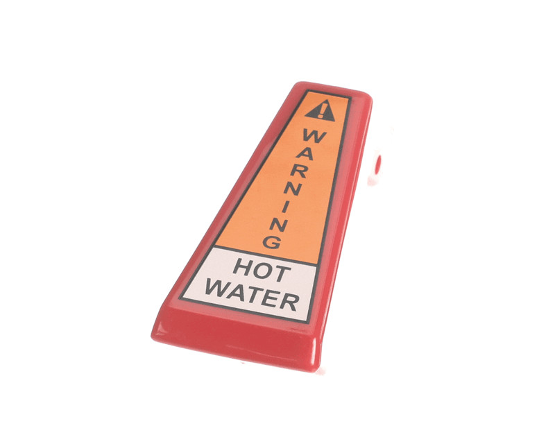 Faucet Handle, Red, Warning Hot Water