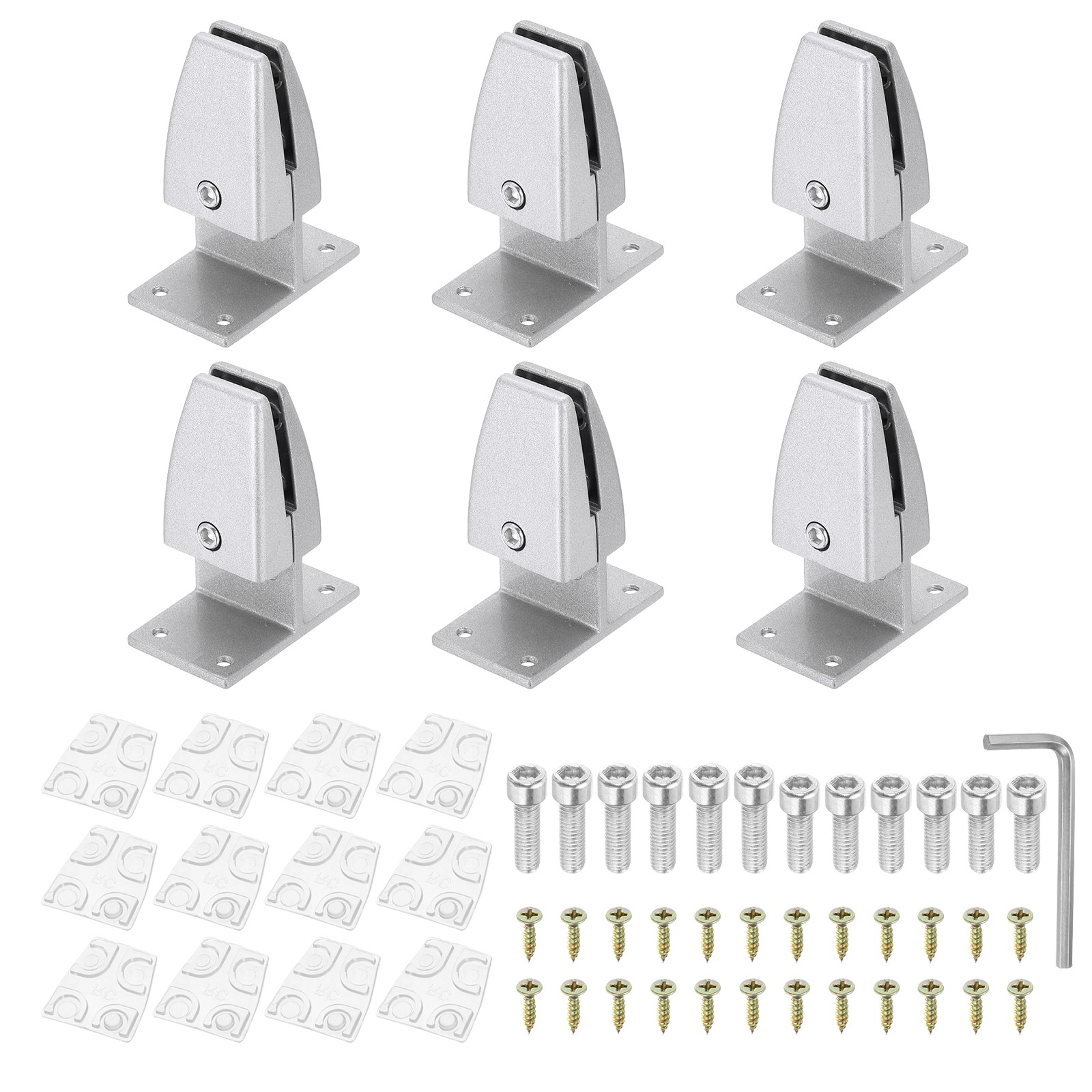 6 Pcs Adjustable Desk Divider Partition Clips, T-Shape Guard Support, Silver