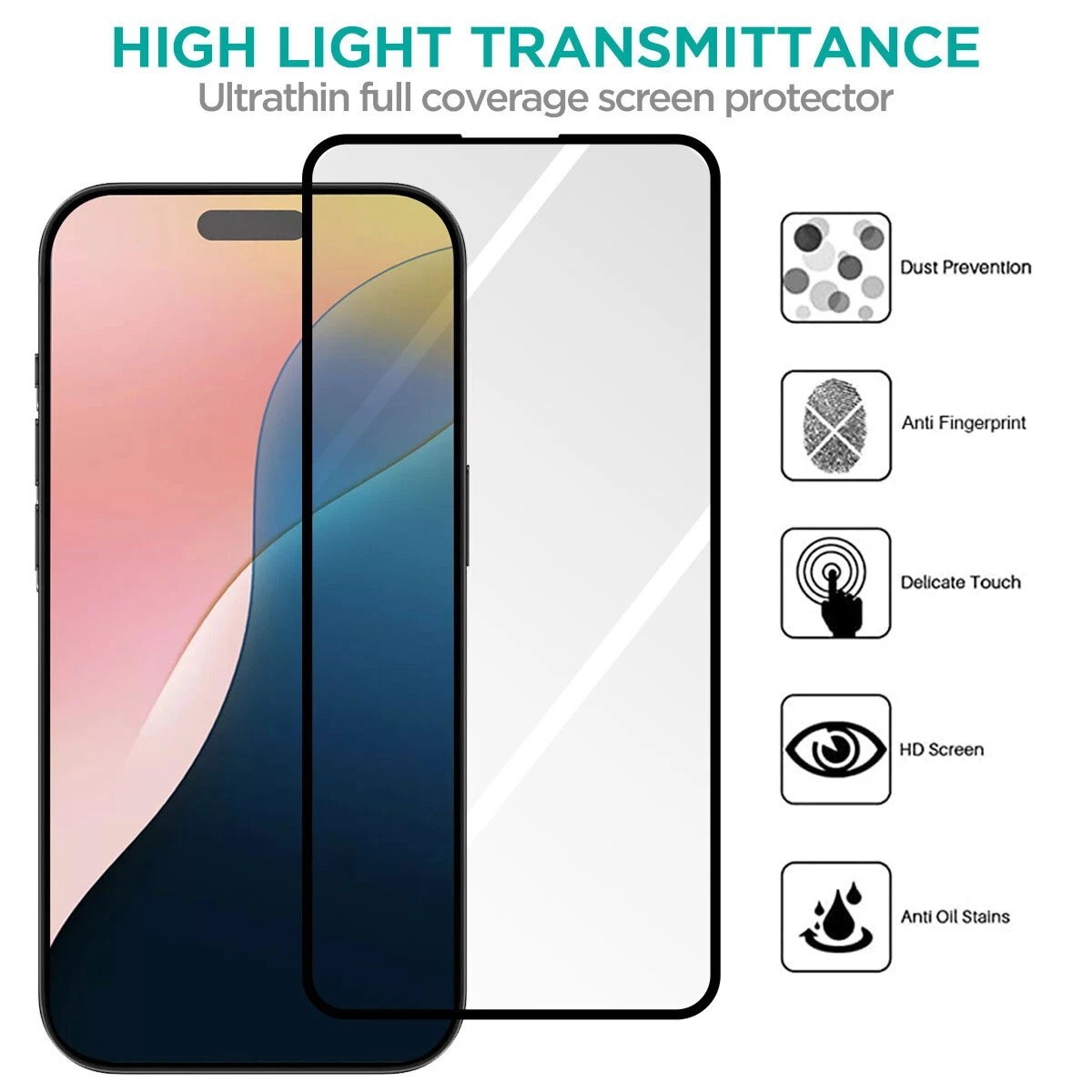 2PCS Apple Tempered Glass Protector Suitable For IPhone 13 14 15 16 Pro Plus Max
