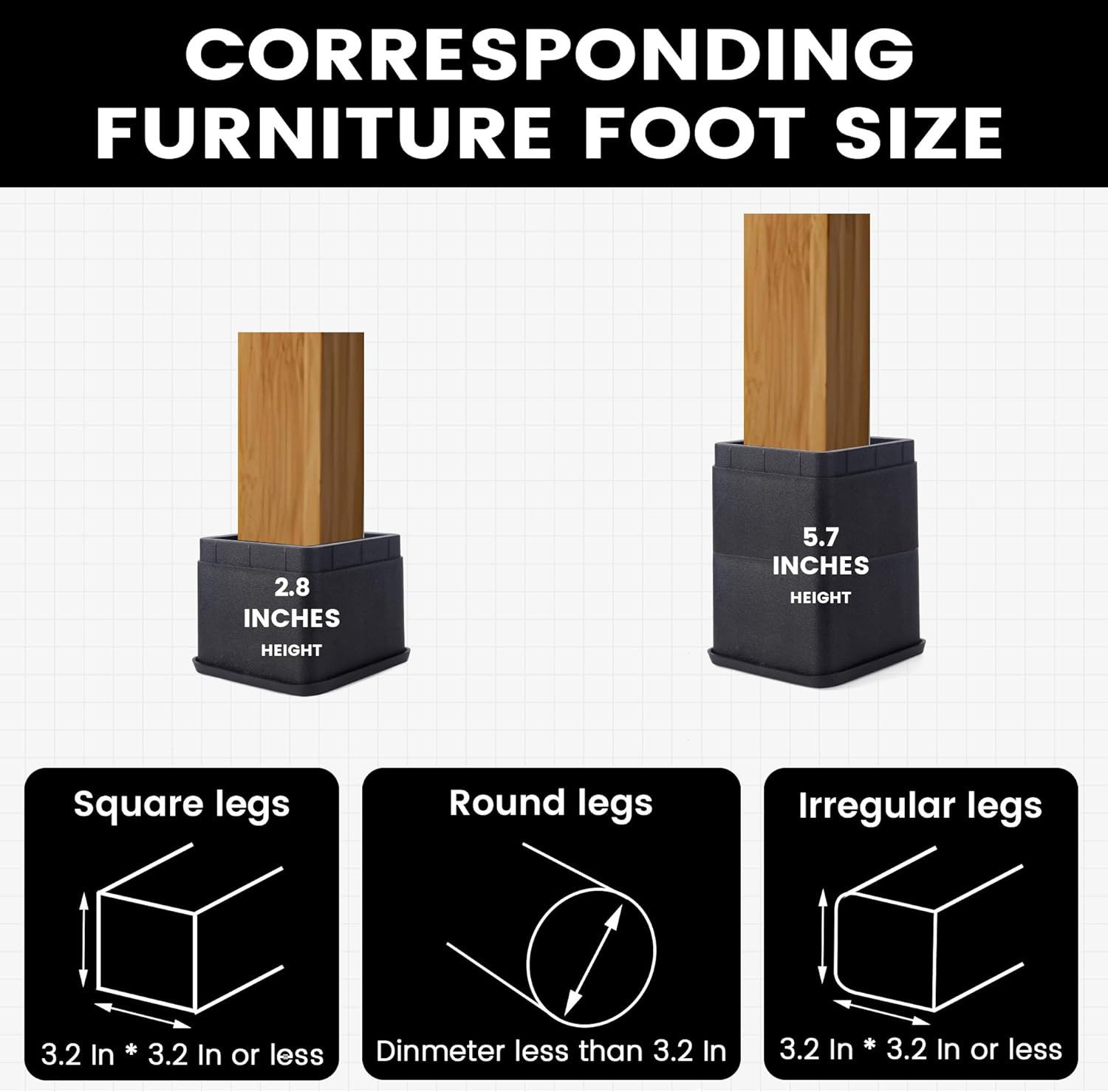 Bed Risers 3 or 6 Inch Heavy Duty Stackable Furniture Risers for College Dorm B