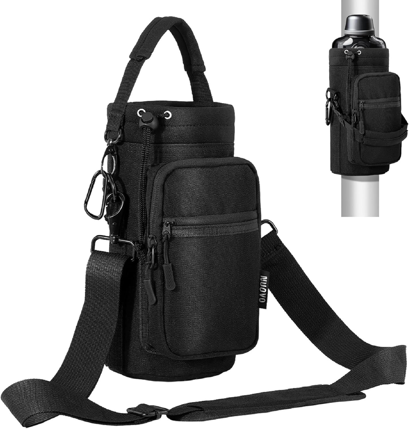 Magnetic Gym Bag Water Bottle Holder with Strap – 40oz Bottle Pouch Sling & 2-Po