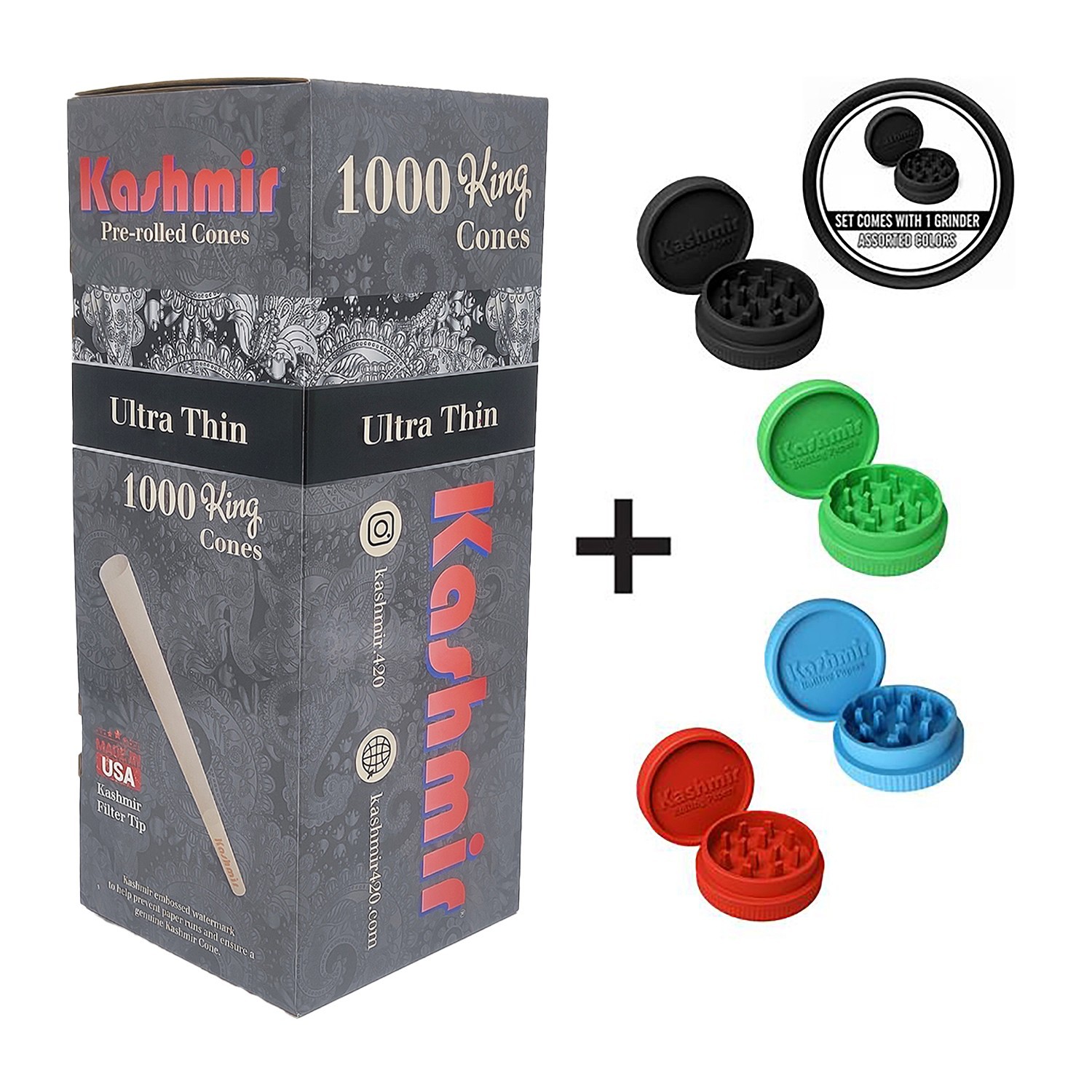 Ultra-Thin Pre Rolled Cones King Size Rolling Cones Bulk Box 1000 Ct - Kashmir