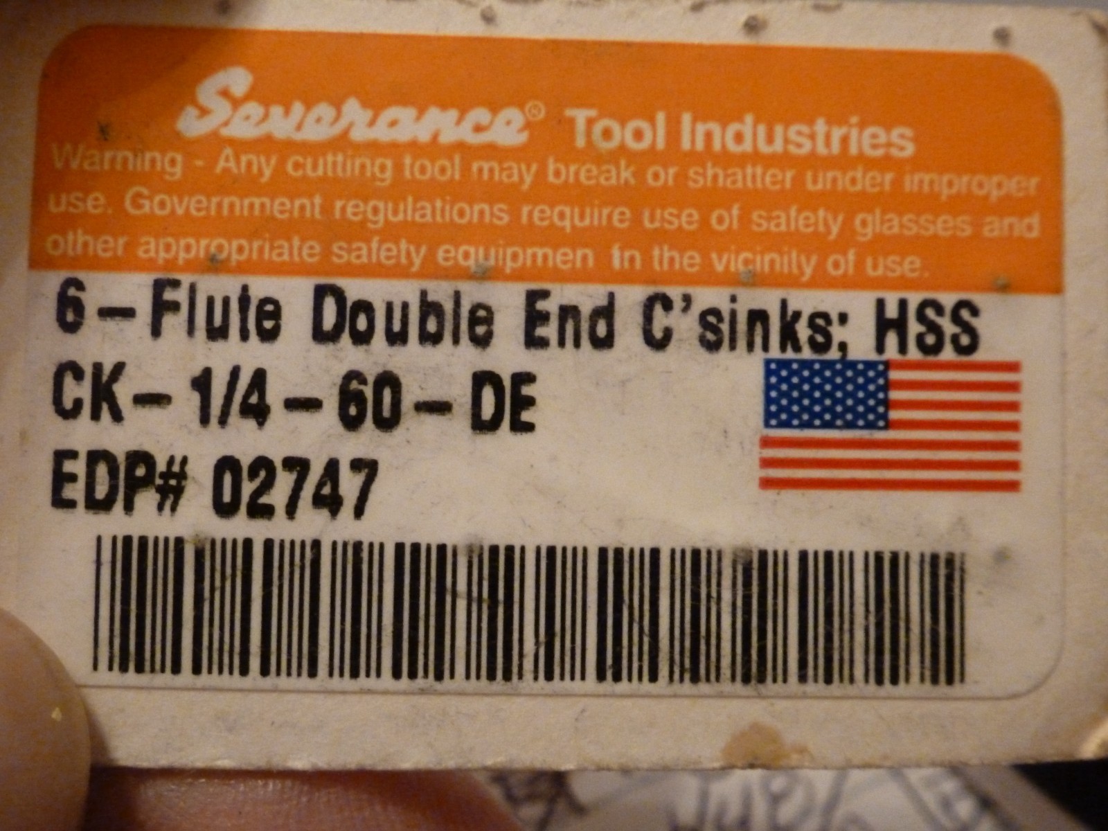 7 SEVERANCE 6 FLUTE COUNTERSINK DOUBLE END 1/4 X 60 DEG.