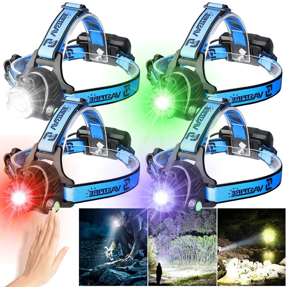 Green/Purple/Red/White LED Headlamp Camping Headlight Head Torch Fishing Light