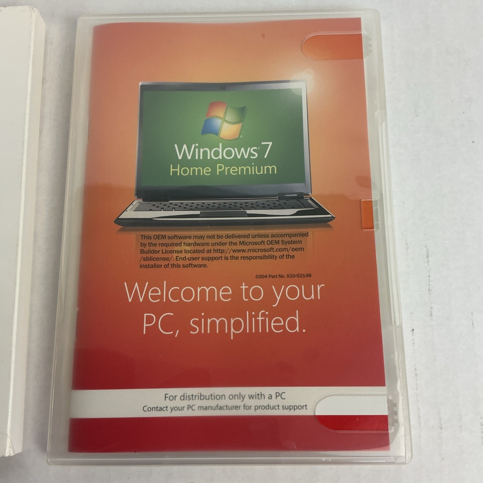 MICROSOFT WINDOWS 7 HOME PREMIUM 64BIT DVD SOFTWARE W/KEY USED