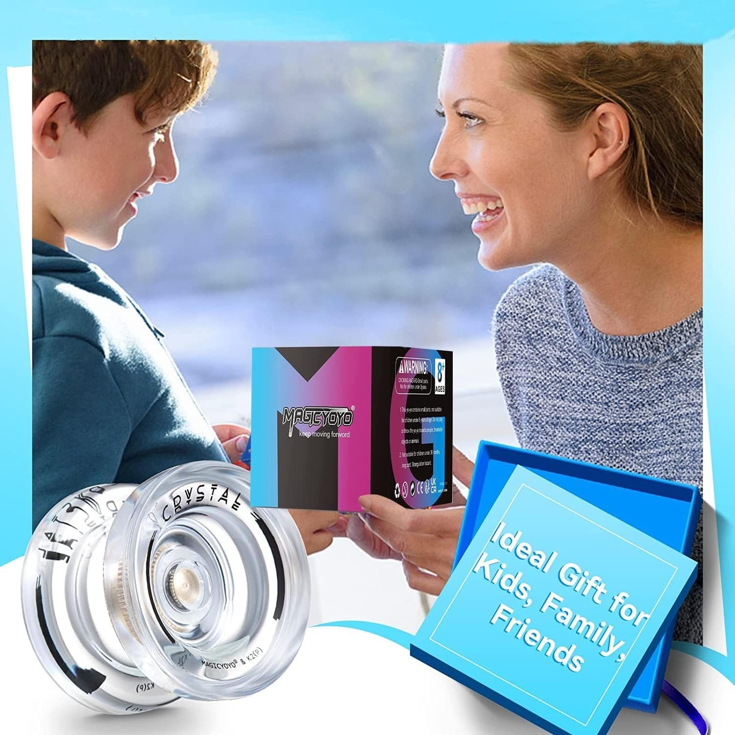 Professional K2 Crystal White Yo-Yo: Beginner Friendly with Extra Strings & Case