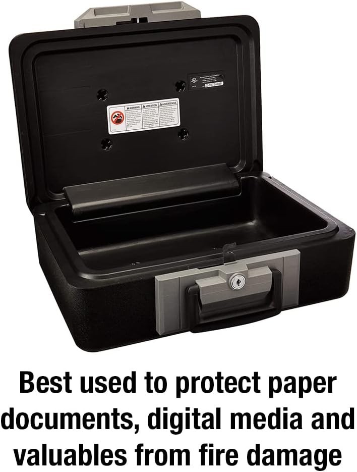 Durable Fireproof Safe Box with Key Lock, Secure Documents & Jewelry