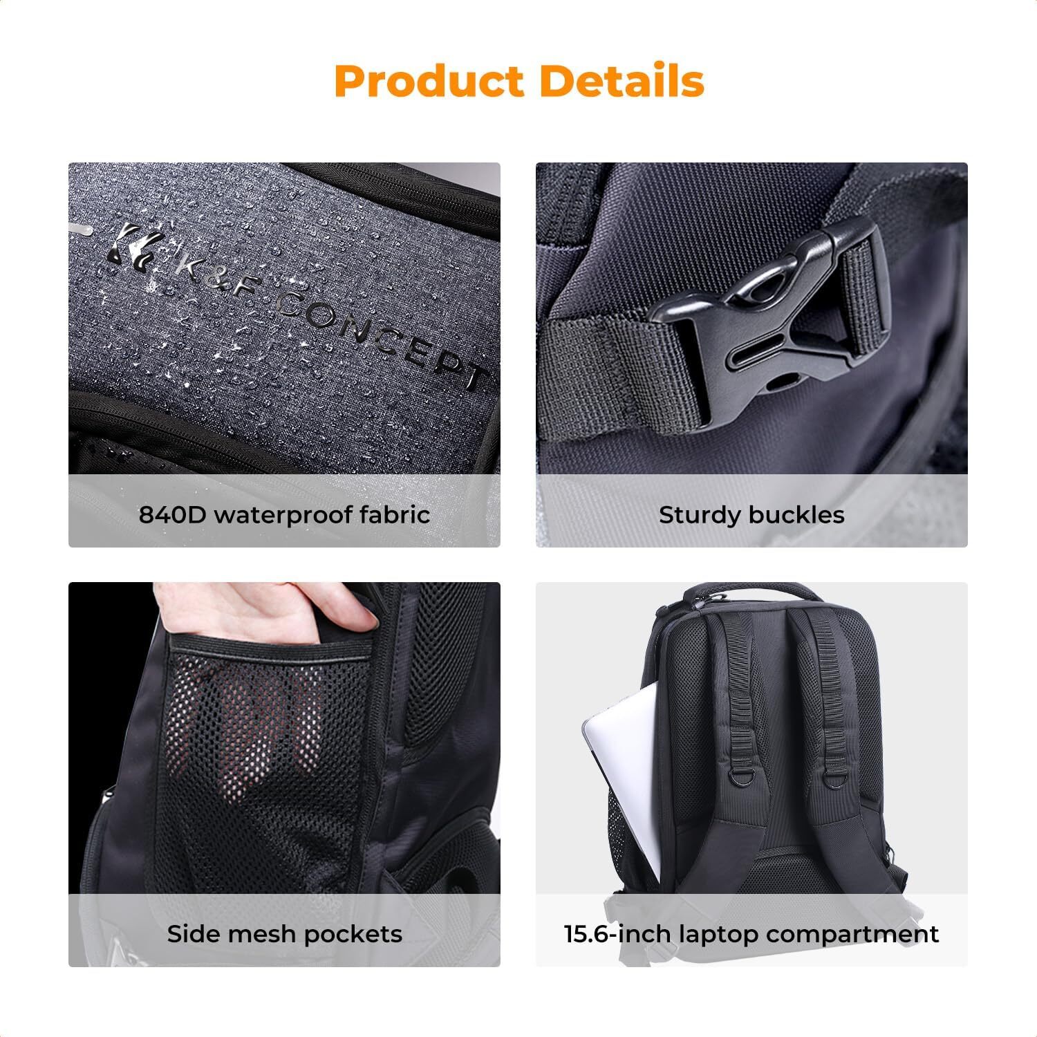 K&F Concept Camera Backpack 25L Large Capacity Camera Bag for Canon/Nikon/Sony