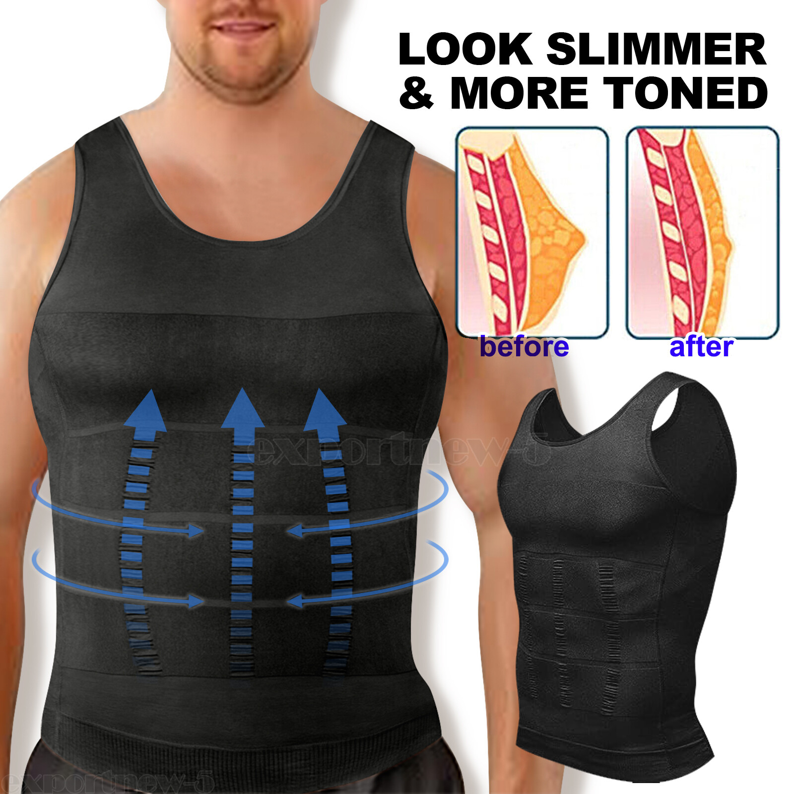 Men Slimming Body Shaper Belly Chest Compression Vest Activewear Tops Tank Top