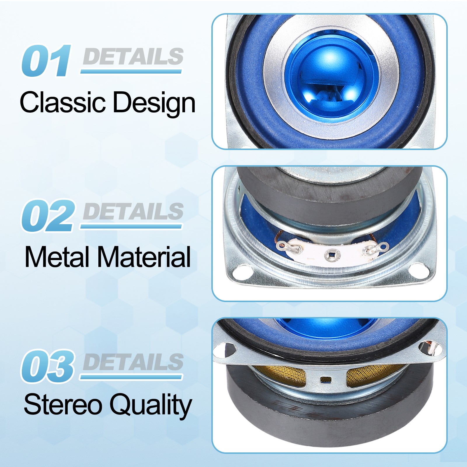 6Pcs 5W 4Ohm Small Speakers Square Micro External Magnet Speaker 45mm Blue