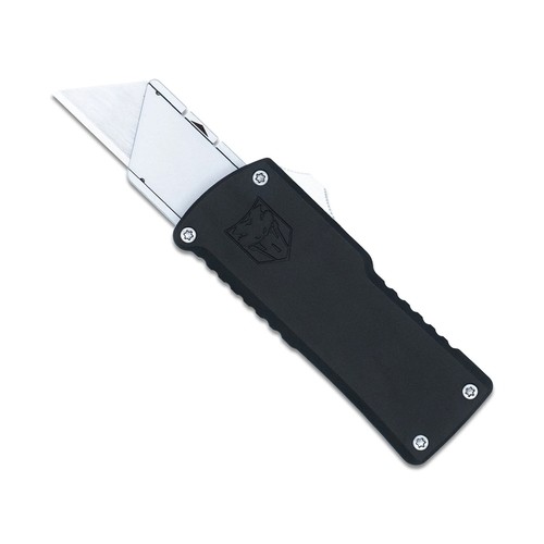 CobraTec OTF Utility Knife, Black, Replaceable Utility Blade, Dual Action