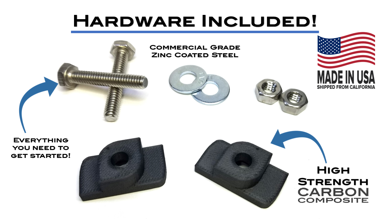 Drop-in T-Nut Stud Mount Gladiator Gearwall Geartrack Carbon Composite 1/4-20
