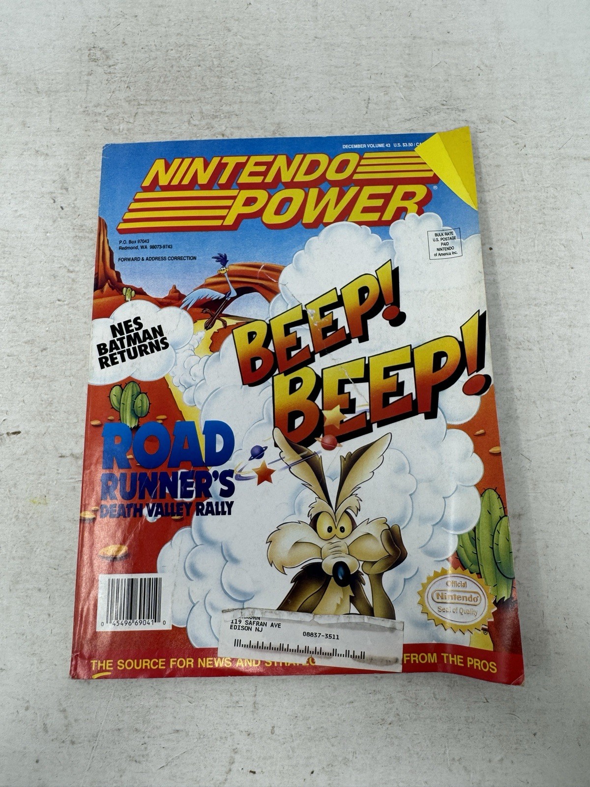 Nintendo Power Magazine Volume 43 December 1992 Road Runner W/ Poster