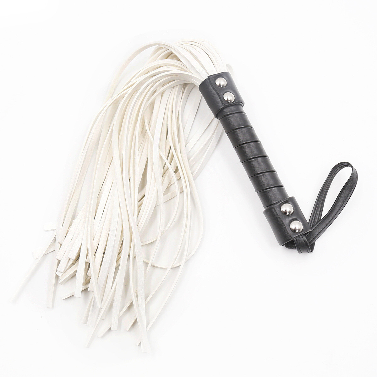 New Horse Whip BDSM Sex Whip White Genuine PU Leather Floggers Spanking Flog