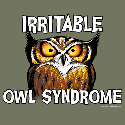 T-shirt Irritable Owl Syndrome Unisex Humor New Green S M L XL 2XL NWT Cotton