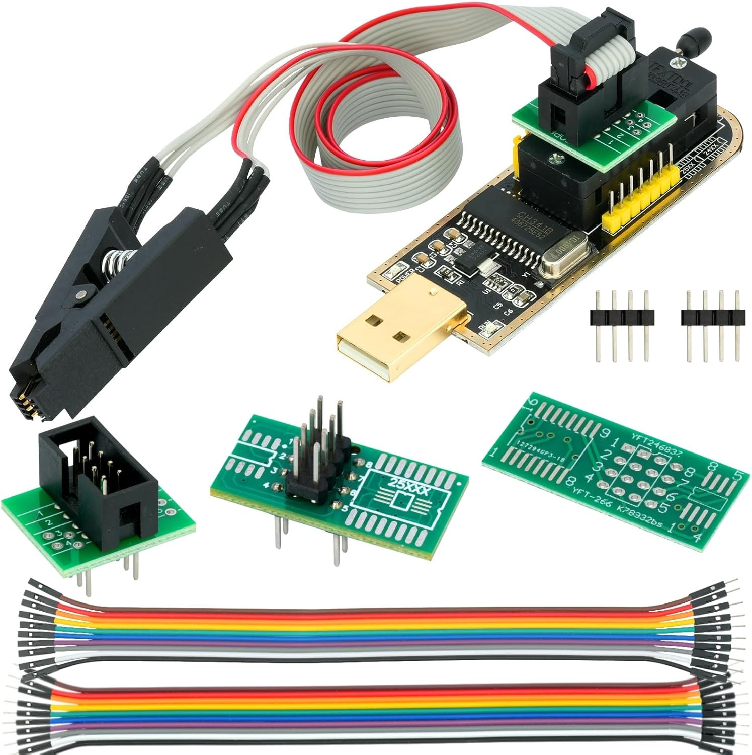CH341A EEPROM BIOS Programmer SPI I2C + SOIC8 SOP8 Clip + SOP8 SOP16 Conversion