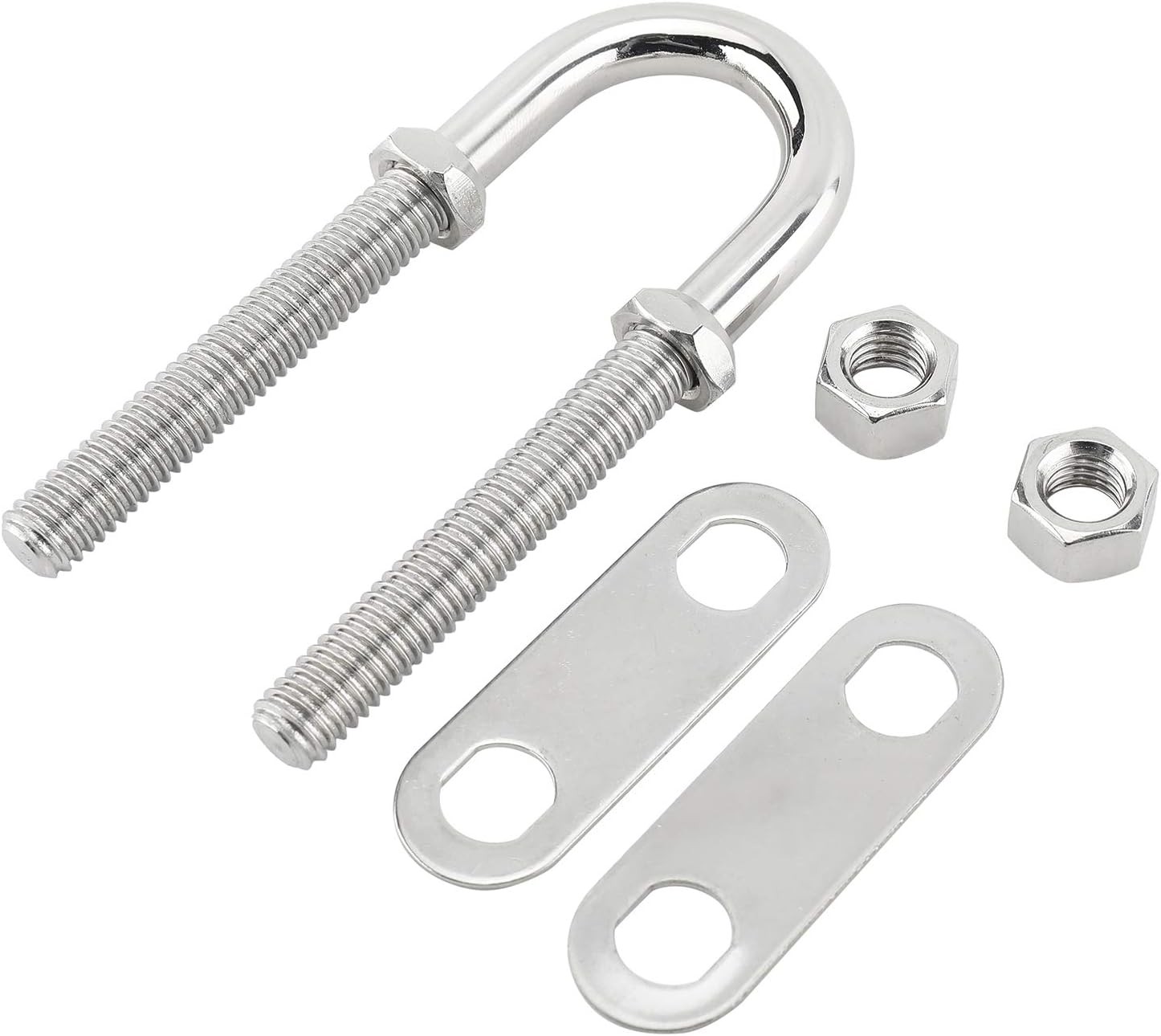 2 Pack Stainless Steel Bow Stern Eye Tie Down U Bolt w/ Nuts & Washers 4" Length