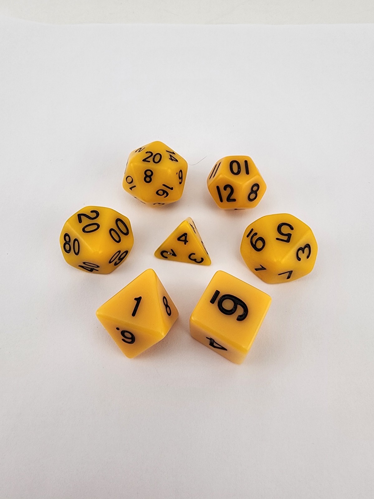 High-Vis Yellow 7 Dice Set Poly RPG DnD Dungeons Dragons D&D Pathfinder d20