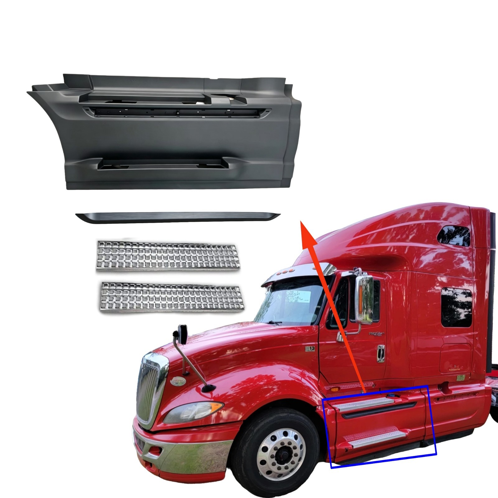 Front Fairing Panel W/Skirt Panel Stripe &W/Steps LH for International Prostar