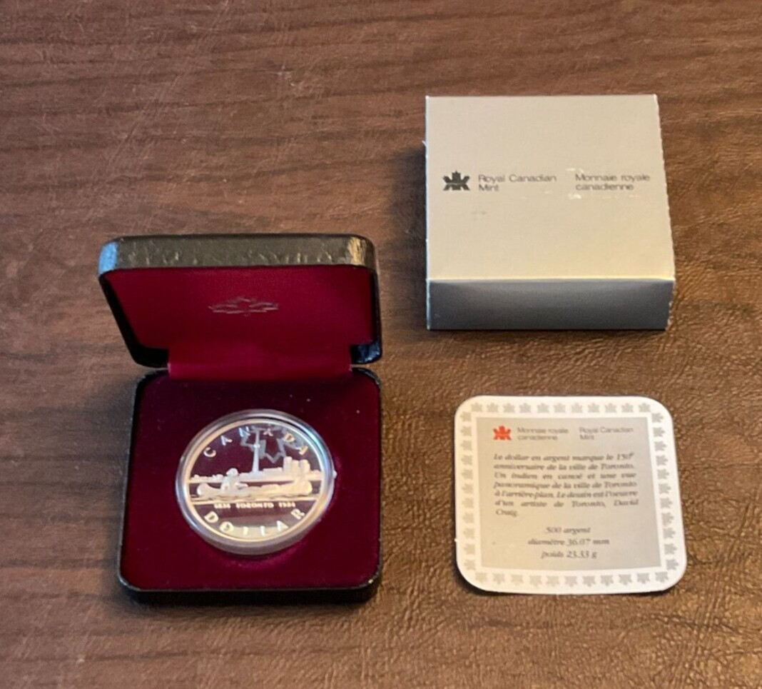 1984 Canada Silver Dollar Proof (Toronto Sesquicentennial w/OGP), 0.375 oz ASW