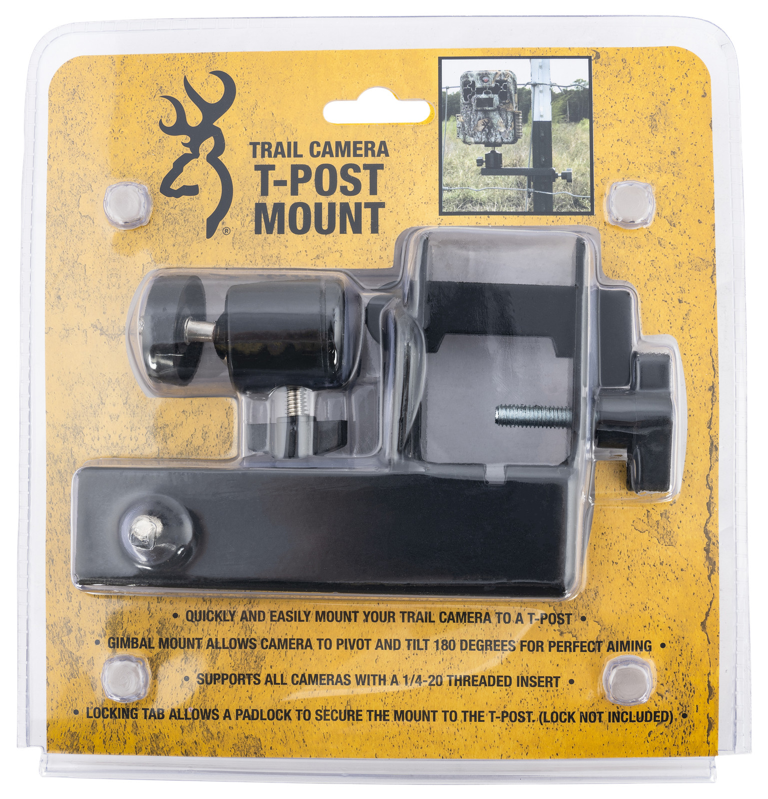 Browning Trail Cameras CTM T-Post Mount  Black Powder Coated Steel Fits Browning
