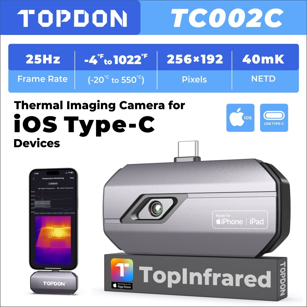TOPDON TC002C 256*192 IR High Resolution Thermal Imaging Camera for iOS (USB-C)