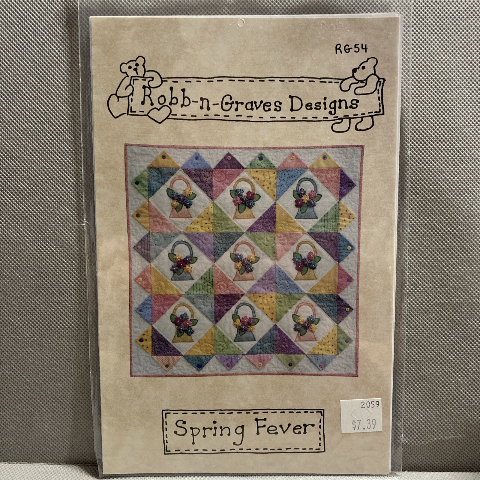 SPRING FEVER quilt pattern 29" x 29" by Robb-n-Graves, Baskets RG-54