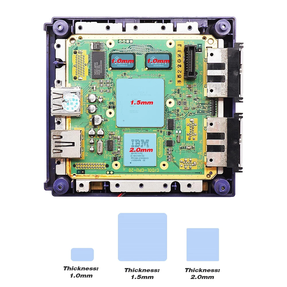 Nintendo Gamecube Thermal Pad GPU CPU SRAM Motherboard MOBO 1mm 1.5mm 2mm Depth