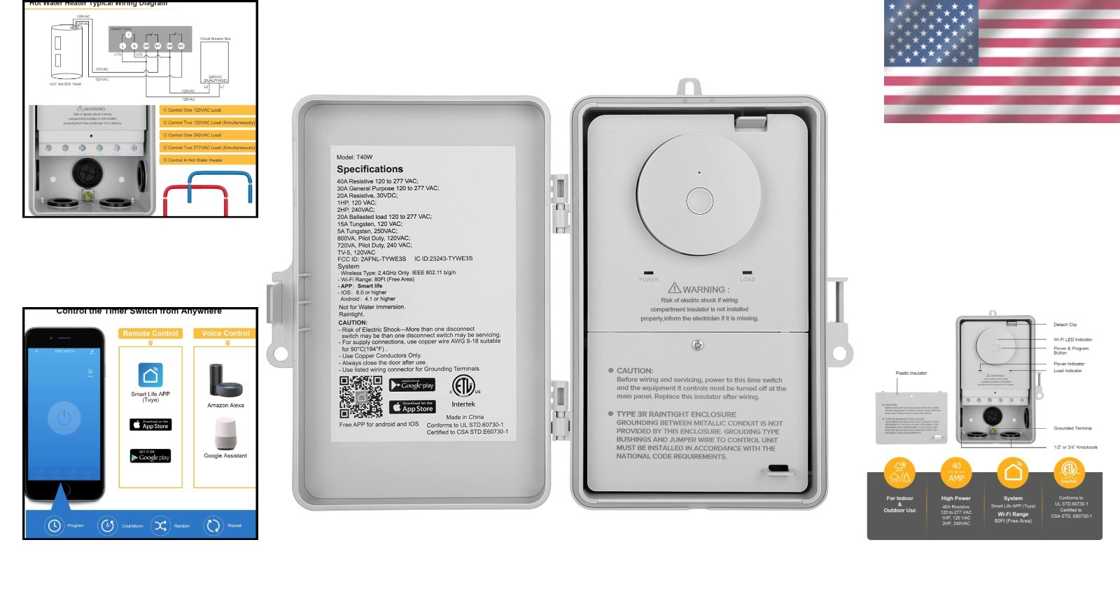 Powerful 40A WiFi Pool Controller Timer - Smart App Control, Weatherproof Box