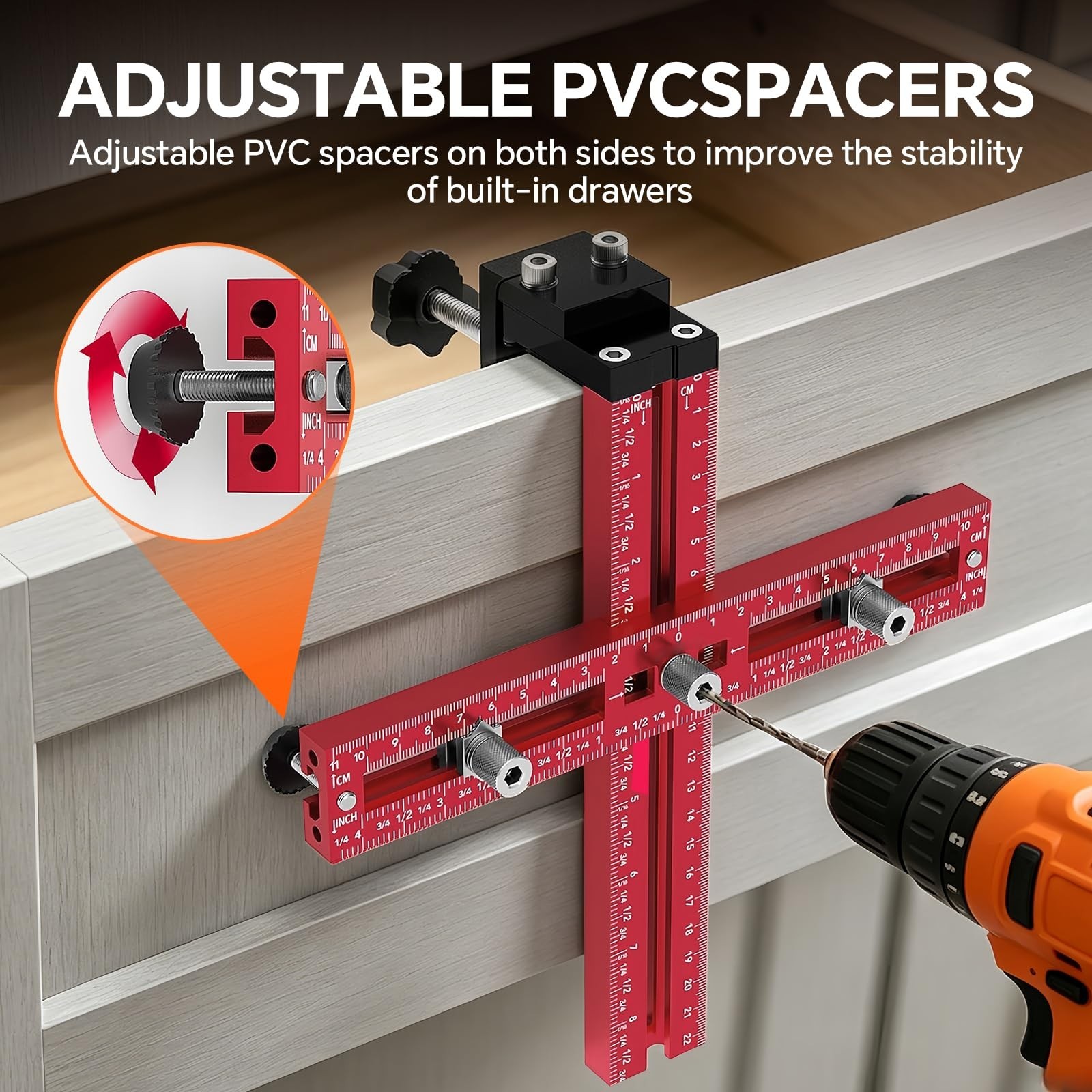 Adjustable Cabinet Hardware Jig Drill Guide Template for Knobs & Handles, DIY To