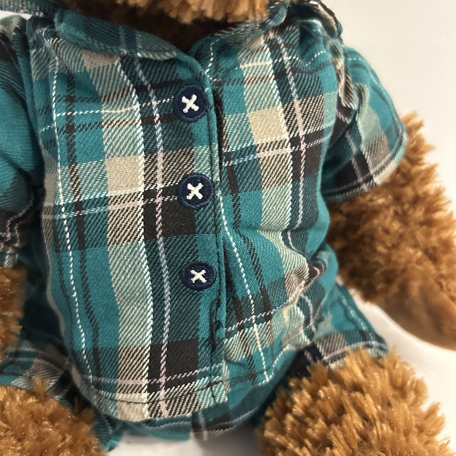 FAO Schwarz Plush Teddy Bear Plaid Outfit