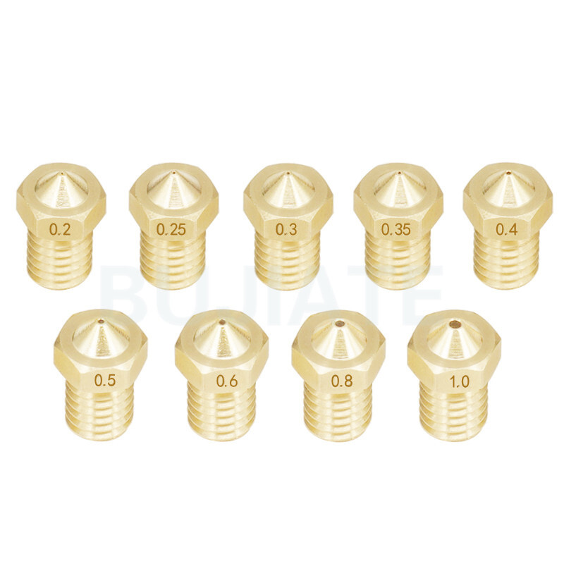 0.2-1.0mm 3D Printer Nozzle Brass Extruder E3D V5 V6 M6 -1.75 /3mm Compatible