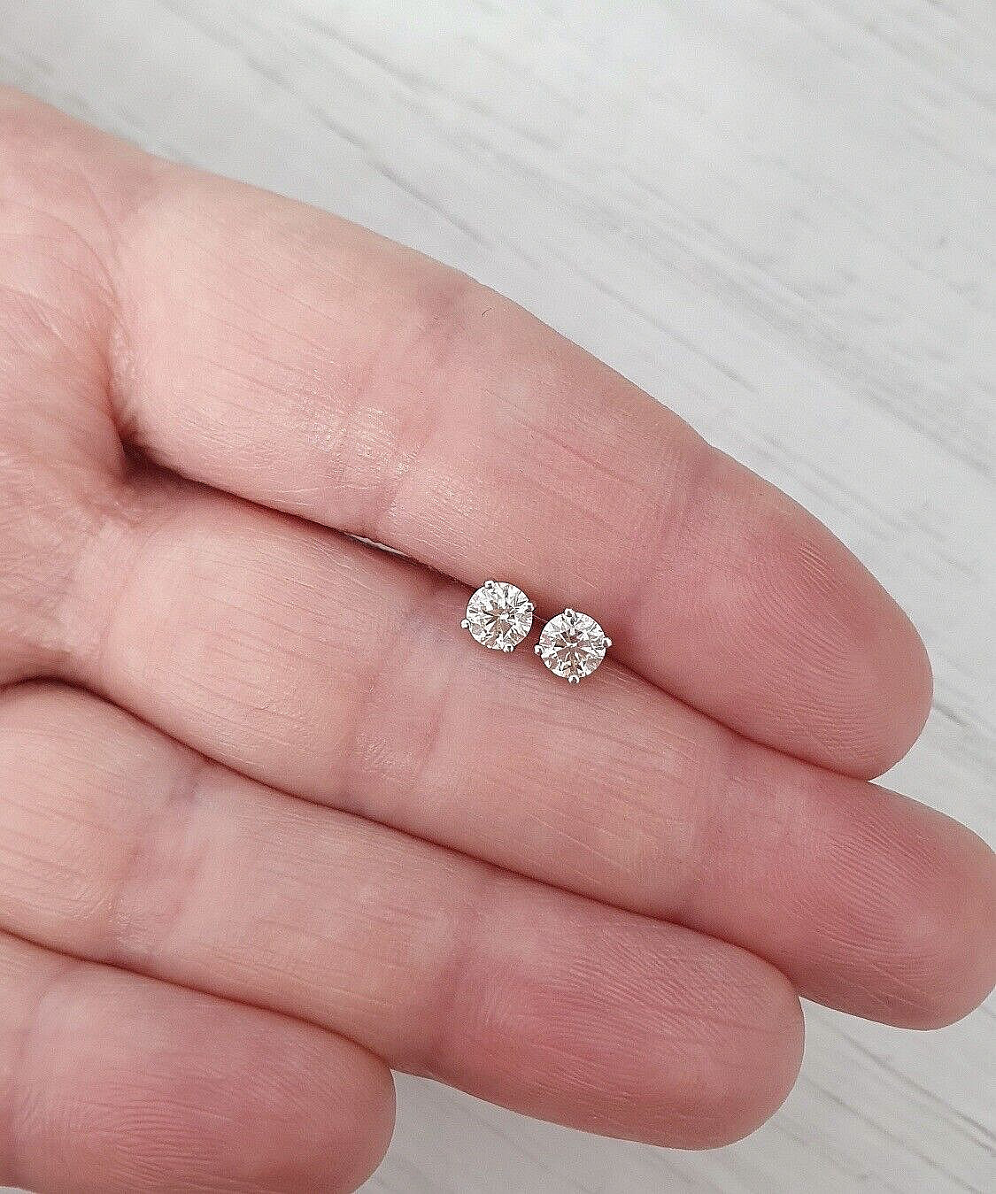 1/2  Ct Round Cut Lab Created VVS1/D Solitaire Stud Earrings 14K White Gold 5mm