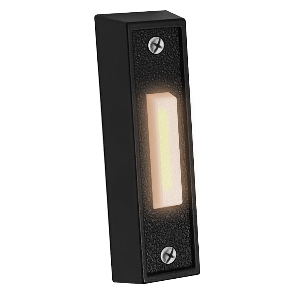LED Lighted Doorbell Button Push Switch Wall Mounted For Chime Ring BLACK