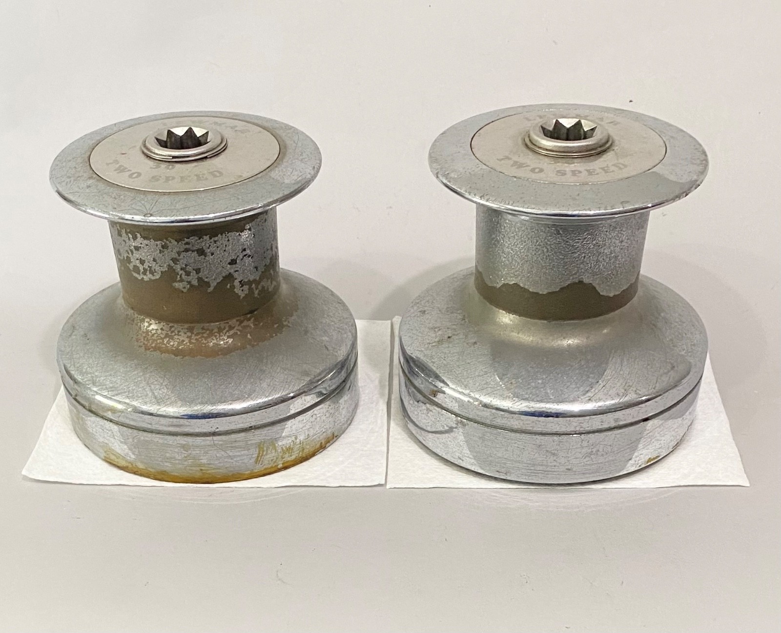 (2) / Pair of Lewmar 30 2 Speed Chrome Plated Bronze Sailboat Winches Untested
