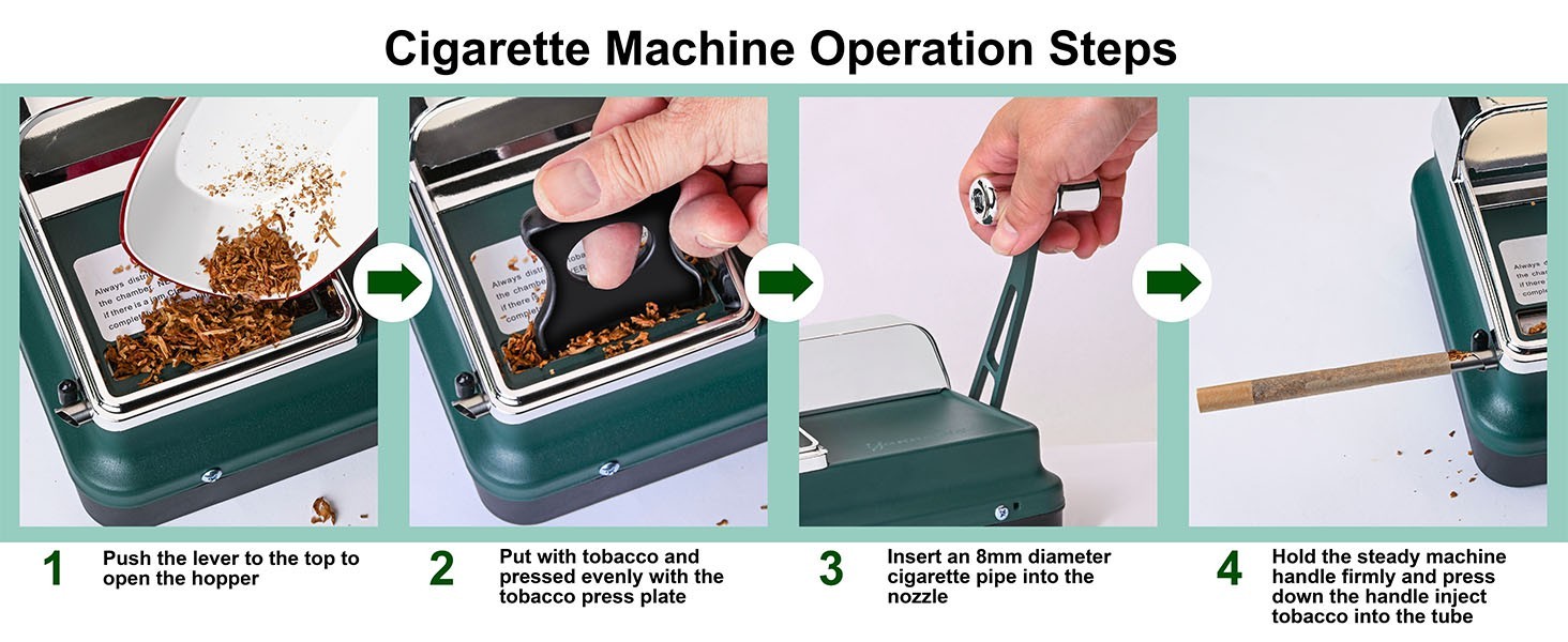 Manual Cigarette Rolling Machine for 8mm Tubes, Injector with Accessories, Easy