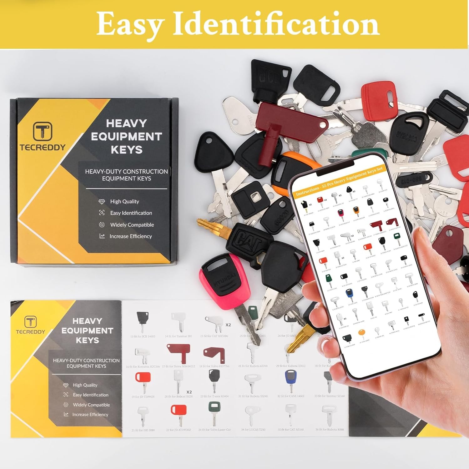 55 Heavy Equipment Keys Master Set, Construction Machine Ignition Key for...