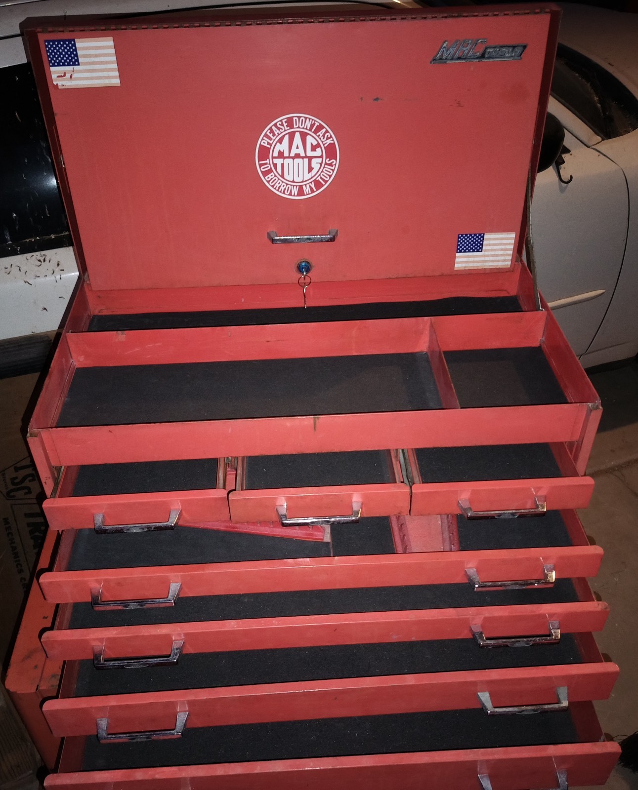 RARE! (3)1973 MAC TOOL BOXES (1) 7 Drawer (1) 6 Drawer & (1)Side Cabinet Rolling