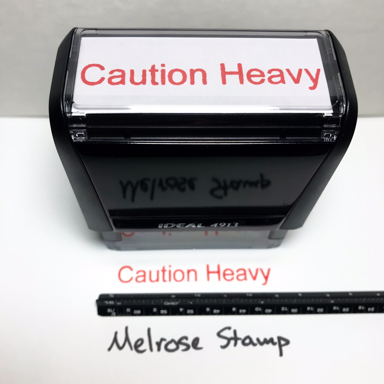 Caution Heavy Rubber Stamp Red Ink Self Inking Ideal 4913