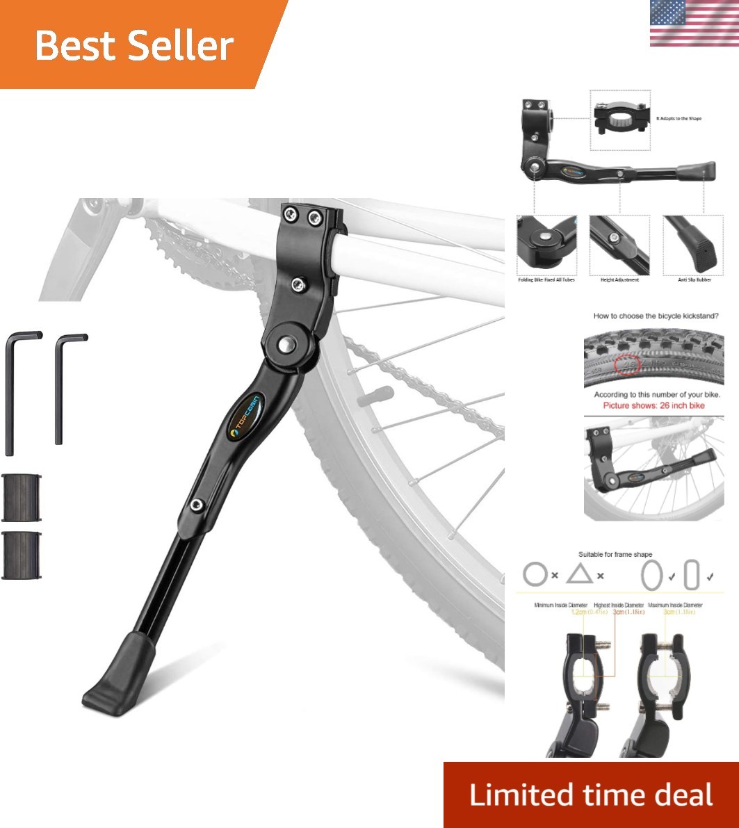 Adjustable Aluminum Alloy Bike Kickstand: Fit for 22-28 Inch Bikes - Waterproof