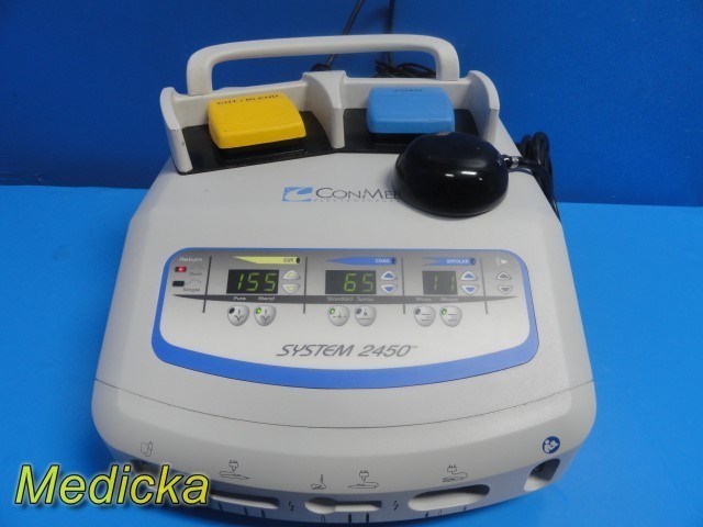 CONMED System 2450 ESU 120V w/ GEM Bipolar & Dual Monopolar Footswitch ~ 39593