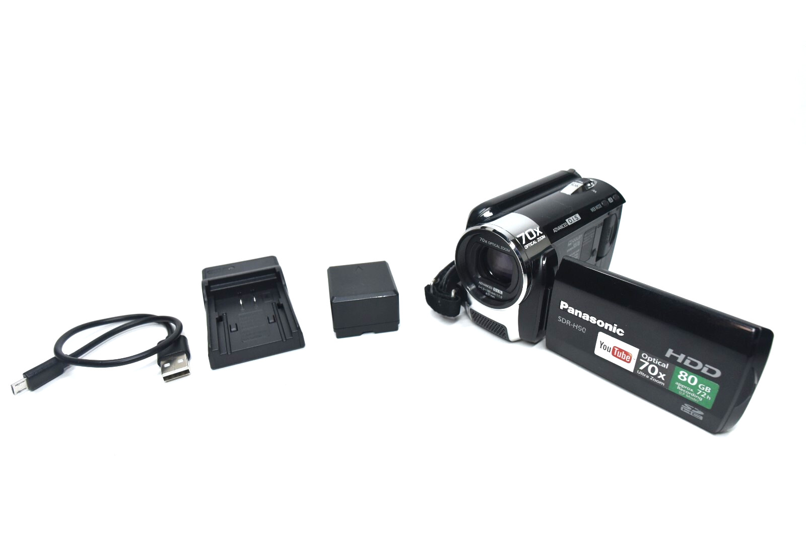 PANASONIC SDR-H90 CAMCORDER 80GB HDD / SD CARD DIGITAL VIDEO CAMERA TESTED