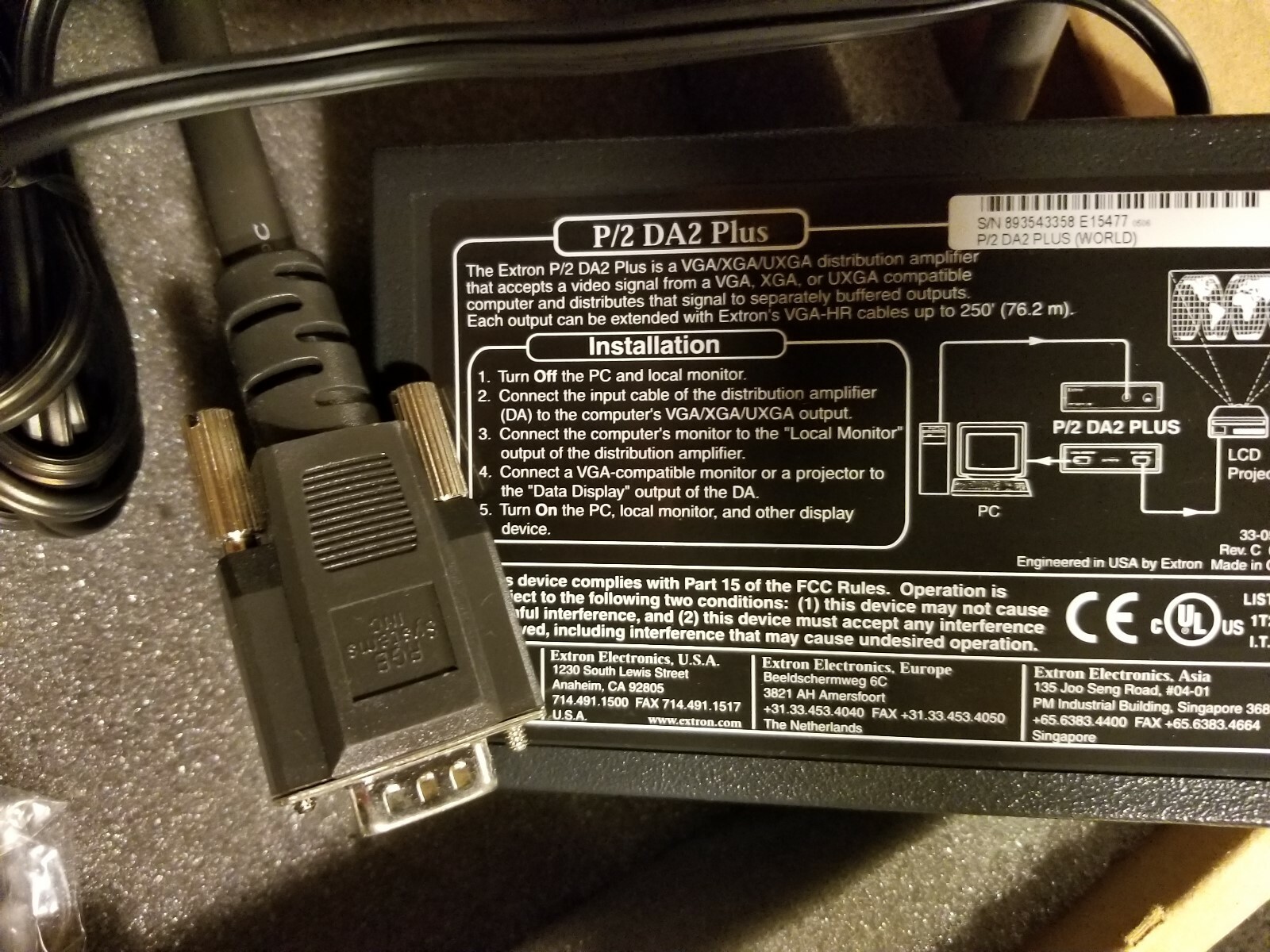 Extron Electronics P/2 DA2 Plus ( NEW )